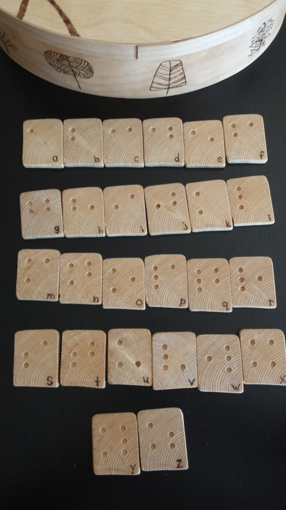 Braille alphabet wood tiles Creative Kindergarten